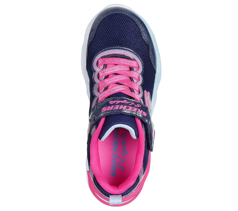 Girls's Skechers S-Lights: Twisty Glow Light Up Sneakers Navy / Multicolor  USA |  3086-DPLTC