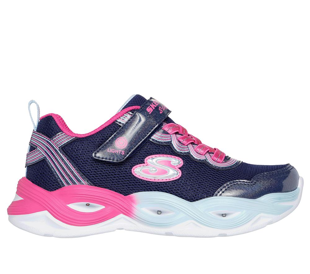Girls\'s Skechers S-Lights: Twisty Glow Light Up Sneakers Navy / Multicolor  USA |  3086-DPLTC