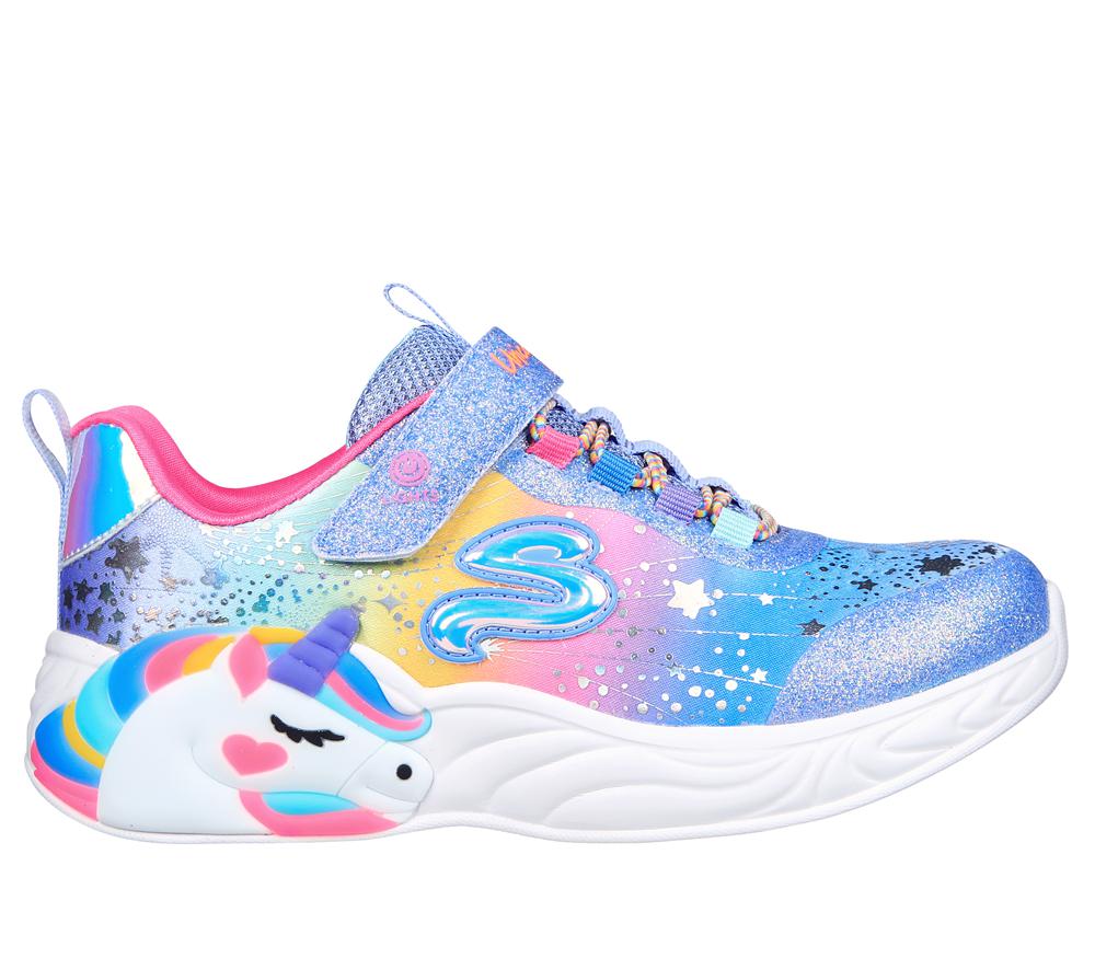 Girls\'s Skechers S-Lights: Unicorn Dreams Light Up Sneakers Blue / Multicolor  USA |  7860-FSNUV