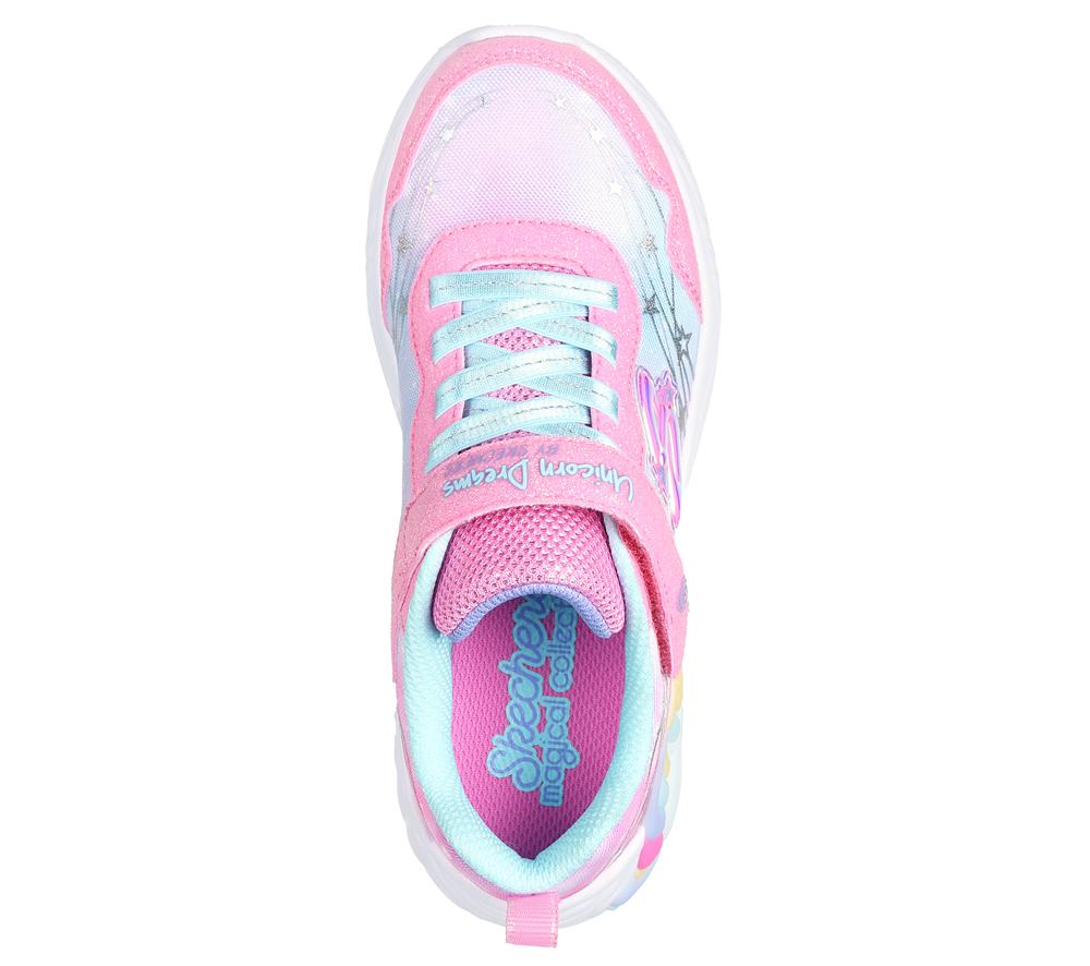 Girls's Skechers S-Lights: Unicorn Dreams - Wishful Magic Light Up Sneakers Pink / Turquoise  USA |  9178-BAZYS