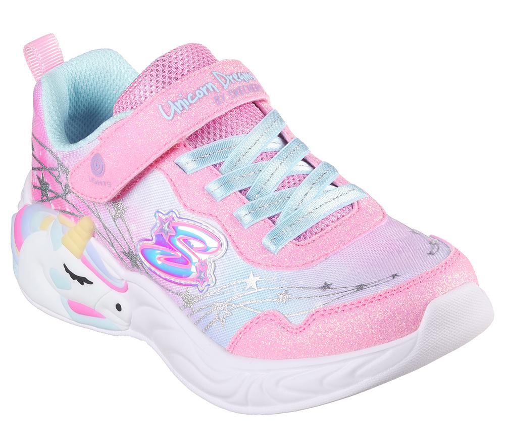 Girls's Skechers S-Lights: Unicorn Dreams - Wishful Magic Light Up Sneakers Pink / Turquoise  USA |  9178-BAZYS
