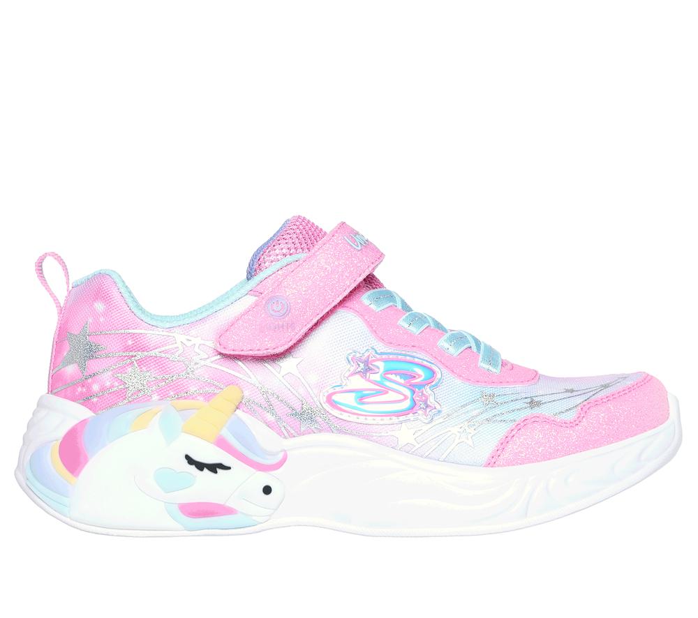 Girls\'s Skechers S-Lights: Unicorn Dreams - Wishful Magic Light Up Sneakers Pink / Turquoise  USA |  9178-BAZYS