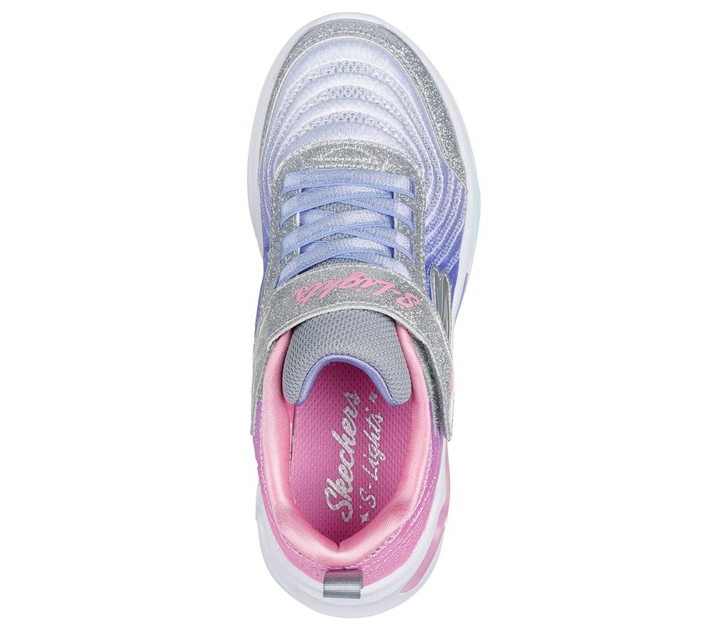 Girls's Skechers S-Lights: Wavy Beams - Ombre Express Light Up Sneakers Silver / Multi  USA |  3547-FQBHZ