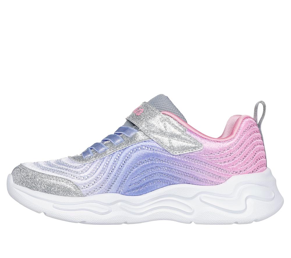 Girls's Skechers S-Lights: Wavy Beams - Ombre Express Light Up Sneakers Silver / Multi  USA |  3547-FQBHZ