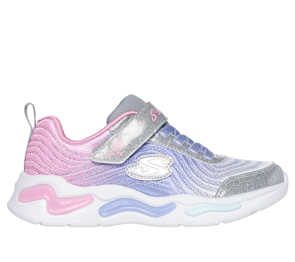 Girls\'s Skechers S-Lights: Wavy Beams - Ombre Express Light Up Sneakers Silver / Multi  USA |  3547-FQBHZ