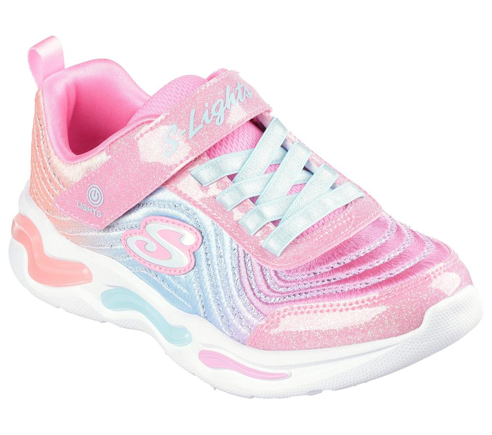 Girls's Skechers S-Lights: Wavy Beams - Ombre Express Light Up Sneakers Pink / Multicolor  USA |  4328-WFXYB
