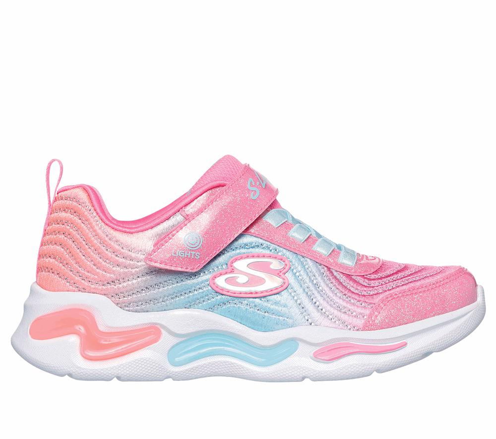 Girls\'s Skechers S-Lights: Wavy Beams - Ombre Express Light Up Sneakers Pink / Multicolor  USA |  4328-WFXYB