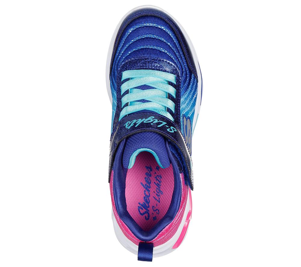 Girls's Skechers S-Lights: Wavy Beams - Ombre Express Light Up Sneakers Navy / Multicolor  USA |  5196-FAGMR
