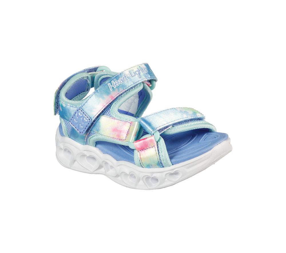 Girls's Skechers S Lights: Heart Lights Sandal - Color Groove Sandals Blue / Multicolor  USA |  2846-TQZUI