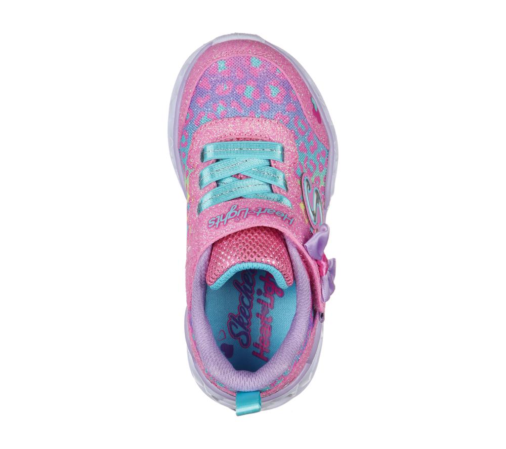 Girls's Skechers S Lights: Heart Lights - Untamed Heart Light Up Sneakers Hot Pink / Multicolor  USA |  3875-TMQYL