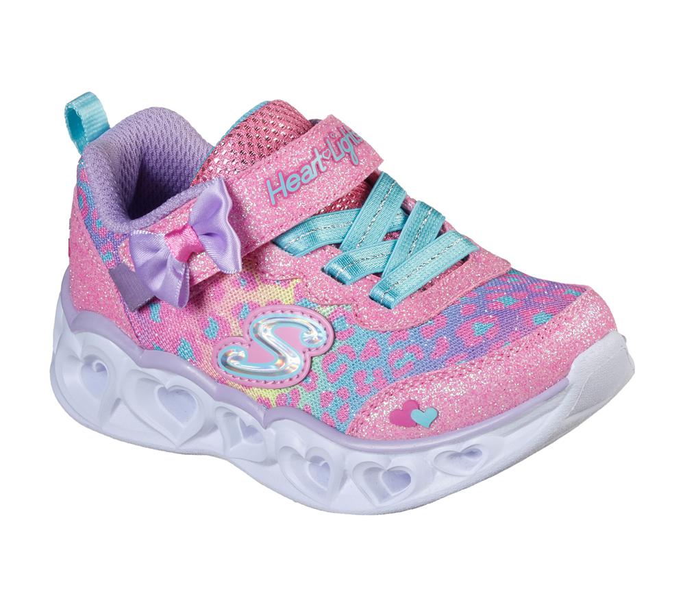 Girls's Skechers S Lights: Heart Lights - Untamed Heart Light Up Sneakers Hot Pink / Multicolor  USA |  3875-TMQYL