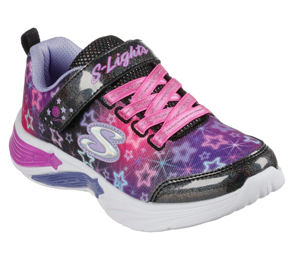 Girls's Skechers S Lights: Star Sparks Light Up Sneakers Black / Multicolor  USA |  6872-HKPMN