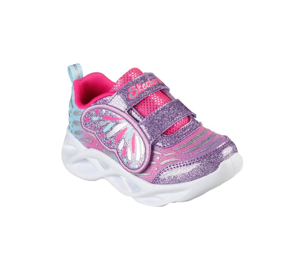Girls's Skechers S Lights: Twisty Brights - Wingin' It Light Up Sneakers Lavender / Pink  USA |  4687-LTCPD