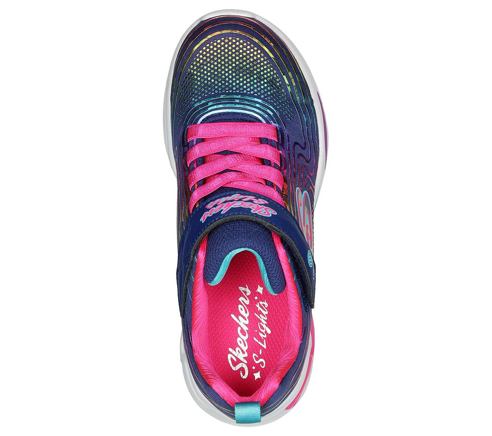 Girls's Skechers S Lights: Wavy Beams Light Up Sneakers Navy / Multicolor  USA |  7056-IJEBS