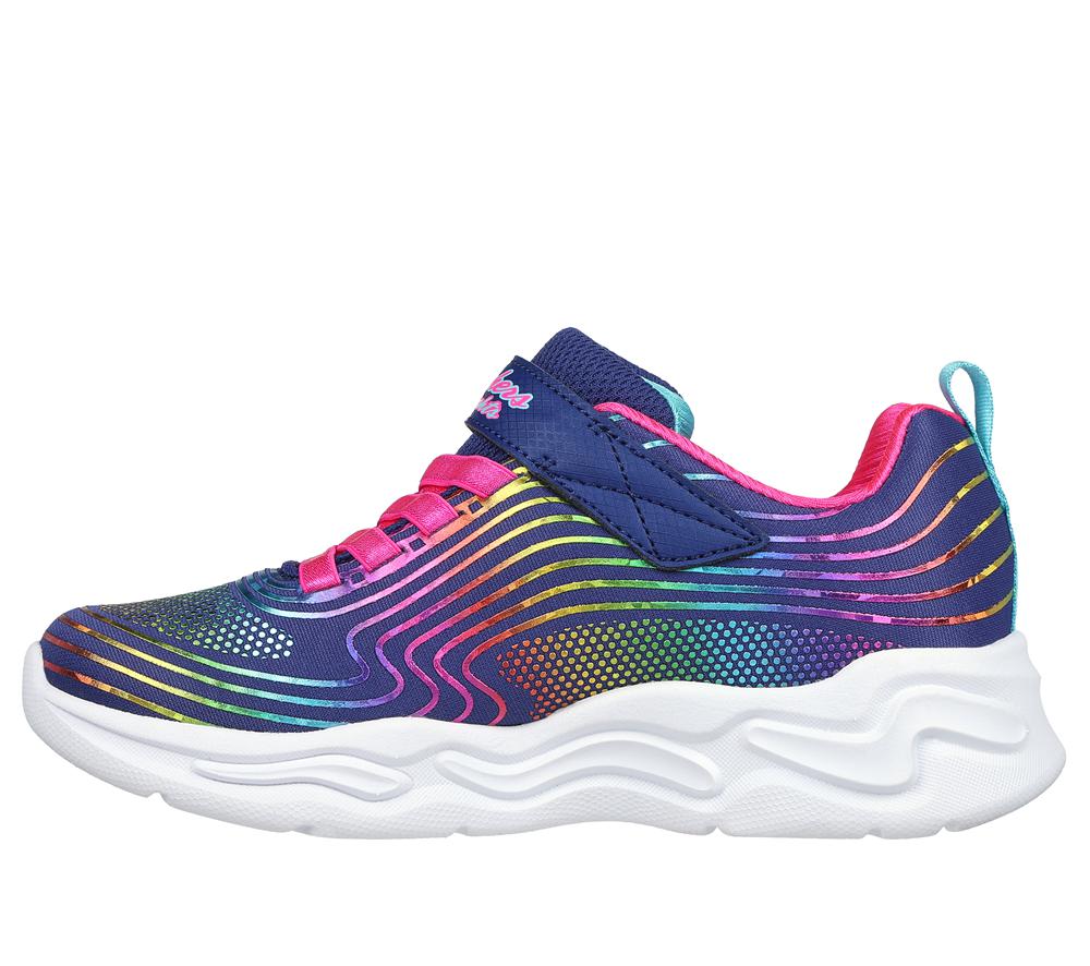 Girls's Skechers S Lights: Wavy Beams Light Up Sneakers Navy / Multicolor  USA |  7056-IJEBS