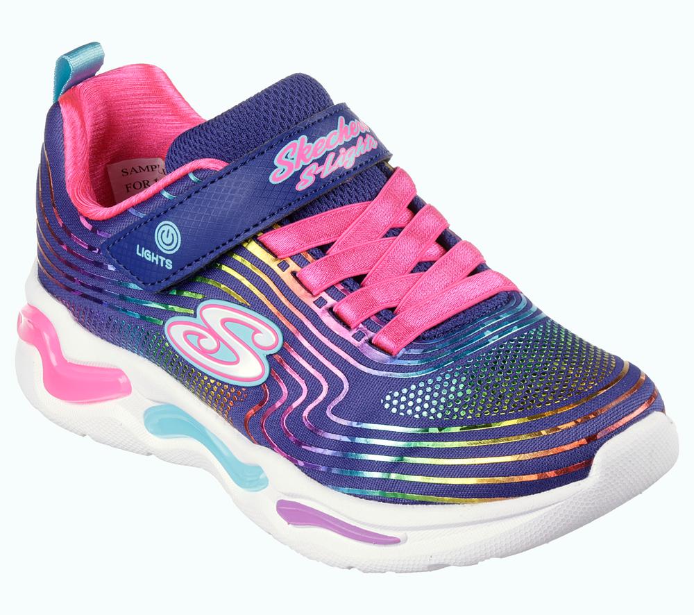 Girls's Skechers S Lights: Wavy Beams Light Up Sneakers Navy / Multicolor  USA |  7056-IJEBS