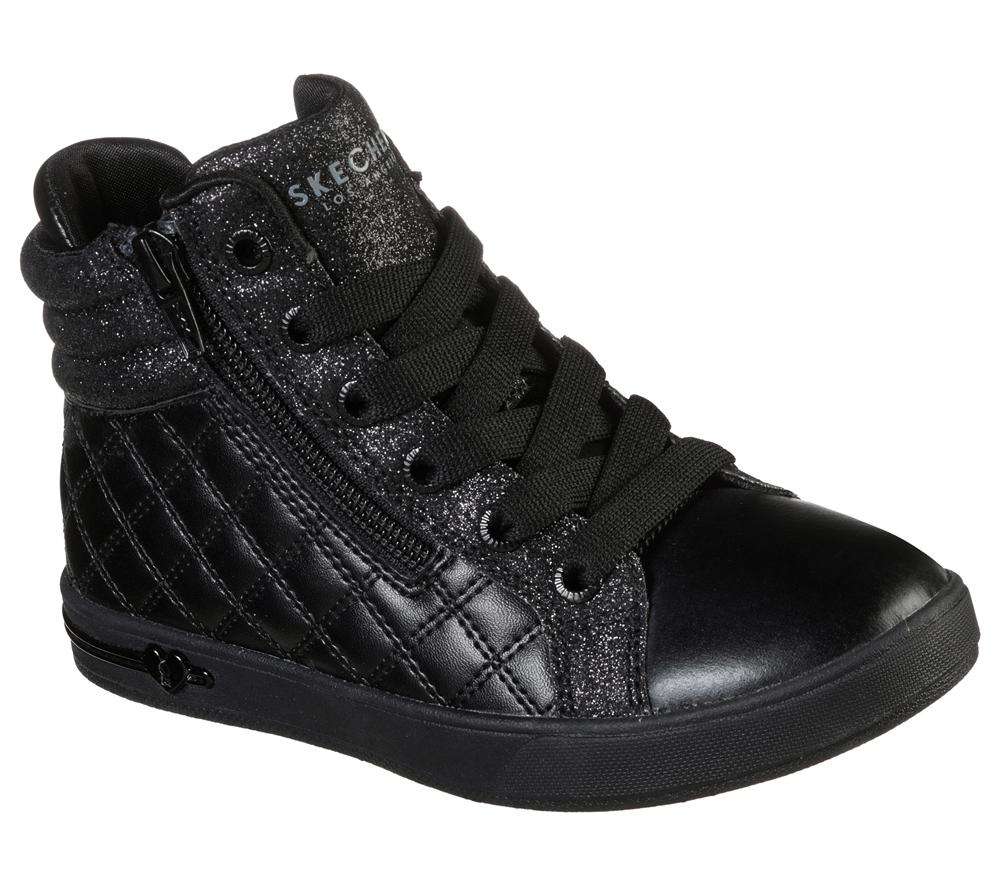 Girls's Skechers Shoutouts - Quilted Squad Sneakers Black  USA |  0238-TVFKI