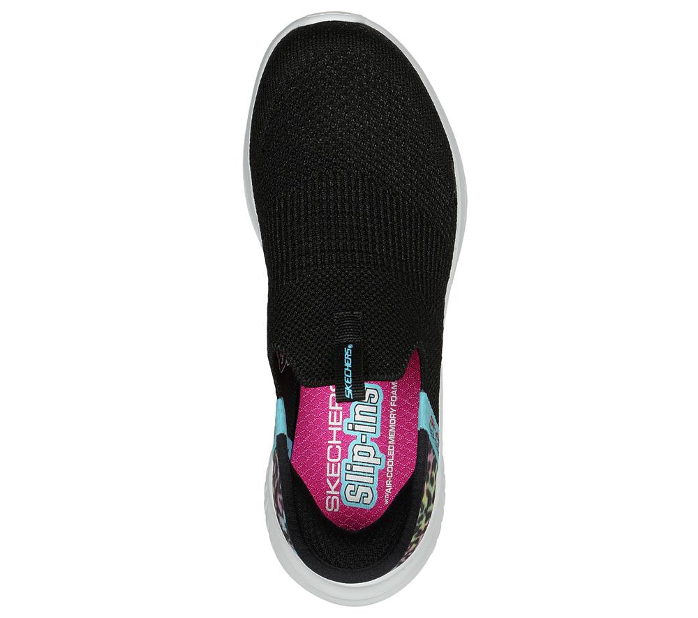 Girls's Skechers Slip-Ins: Ultra Flex 3.0 - Colory Wild Sneakers Black / Multicolor  USA |  5308-UDHCV