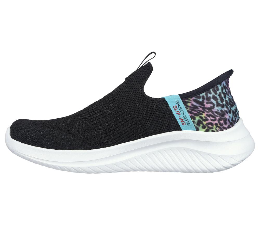 Girls's Skechers Slip-Ins: Ultra Flex 3.0 - Colory Wild Sneakers Black / Multicolor  USA |  5308-UDHCV