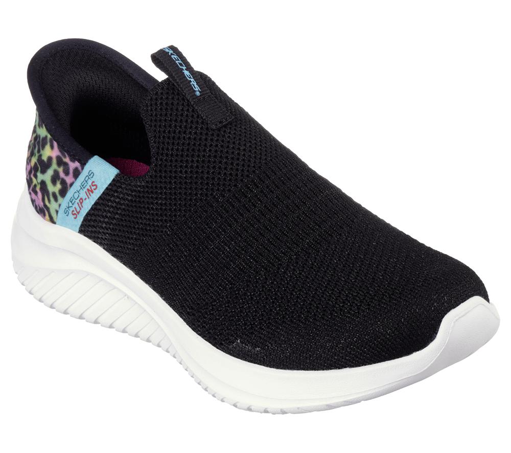 Girls's Skechers Slip-Ins: Ultra Flex 3.0 - Colory Wild Sneakers Black / Multicolor  USA |  5308-UDHCV
