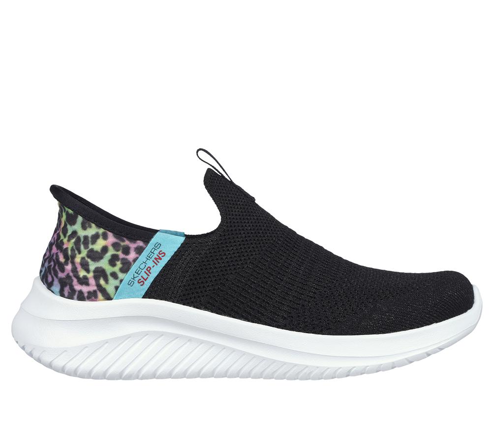 Girls\'s Skechers Slip-Ins: Ultra Flex 3.0 - Colory Wild Sneakers Black / Multicolor  USA |  5308-UDHCV