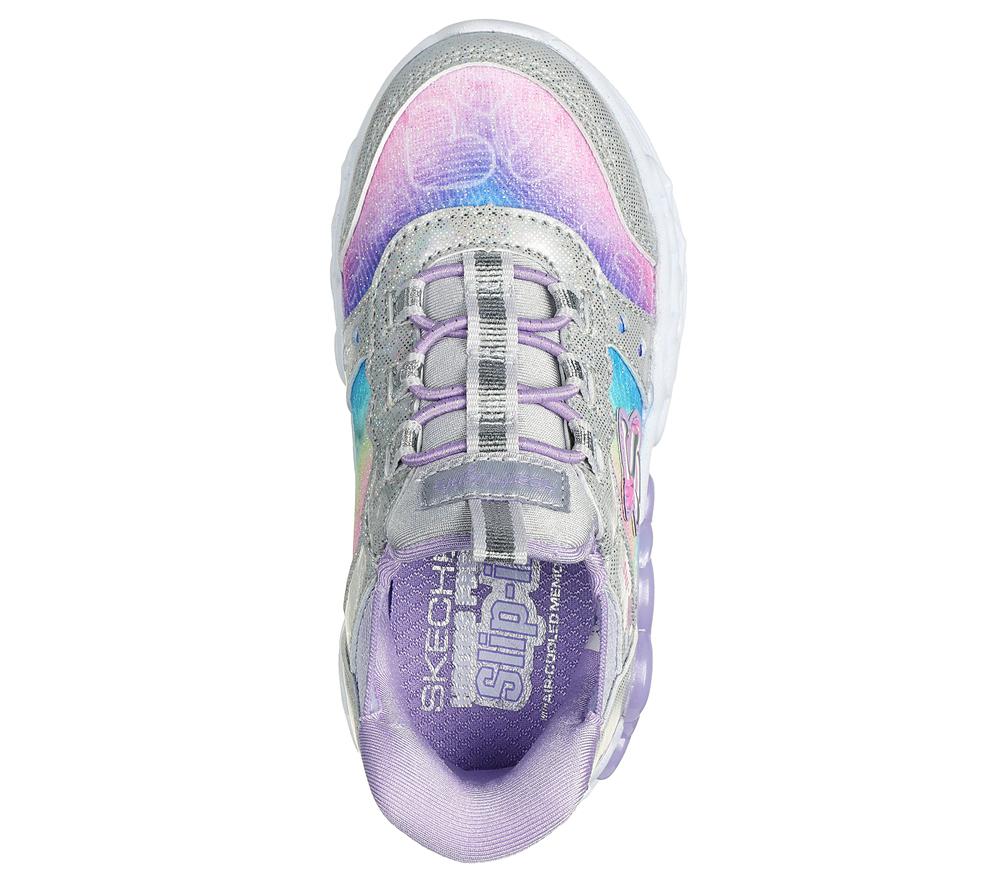 Girls's Skechers Slip-ins: Infinite Heart Lights Light Up Sneakers Silver / Multi  USA |  7836-UMYLC