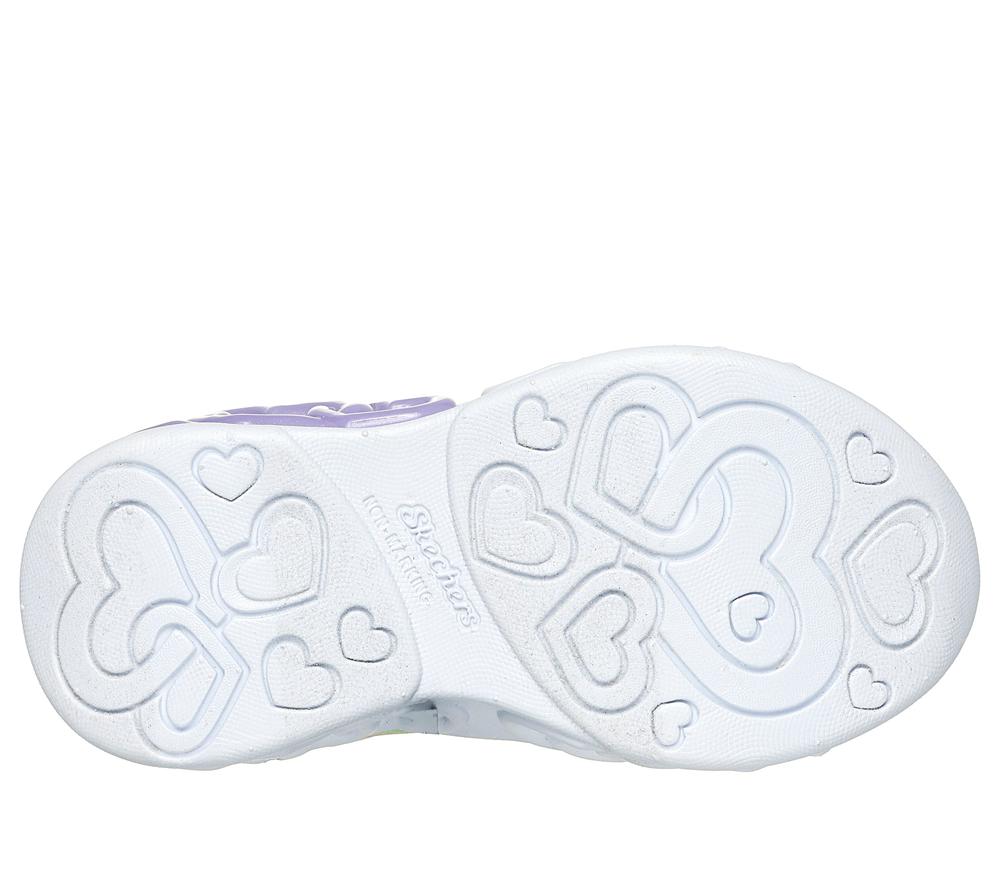 Girls's Skechers Slip-ins: Infinite Heart Lights Light Up Sneakers Silver / Multi  USA |  7836-UMYLC