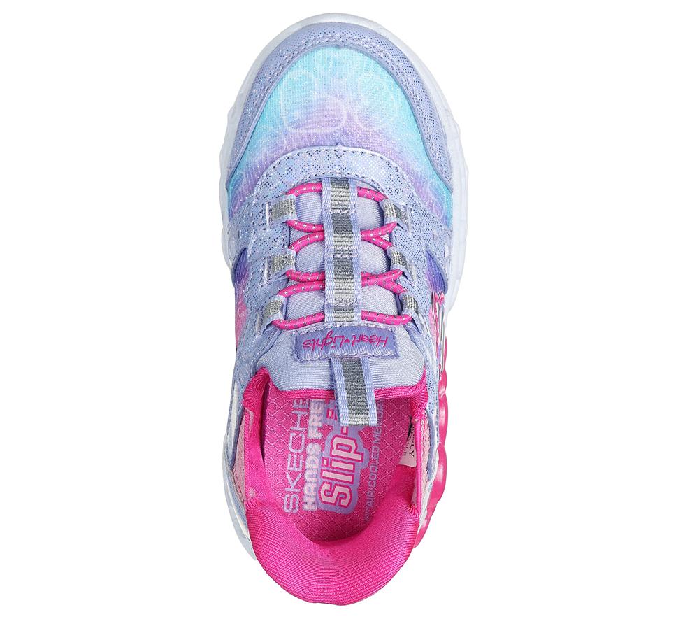 Girls's Skechers Slip-ins: Infinite Heart Lights Light Up Sneakers Lavender / Multicolor  USA |  7410-ZPBTN