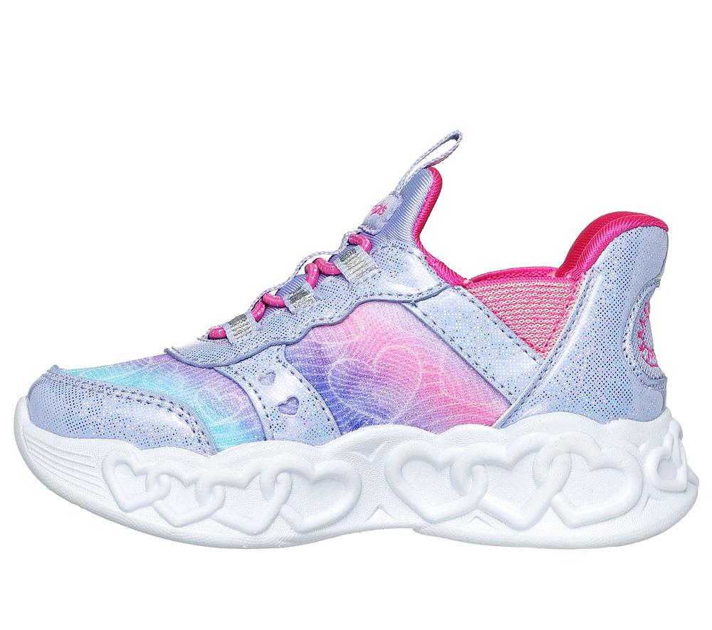 Girls's Skechers Slip-ins: Infinite Heart Lights Light Up Sneakers Lavender / Multicolor  USA |  7410-ZPBTN