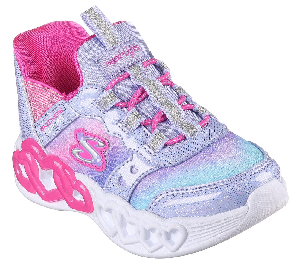 Girls's Skechers Slip-ins: Infinite Heart Lights Light Up Sneakers Lavender / Multicolor  USA |  7410-ZPBTN