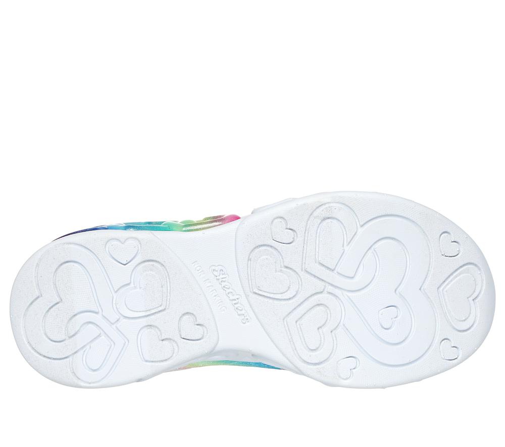 Girls's Skechers Slip-ins: Infinite Heart Lights Light Up Sneakers Silver / Multi  USA |  5194-DOWCX