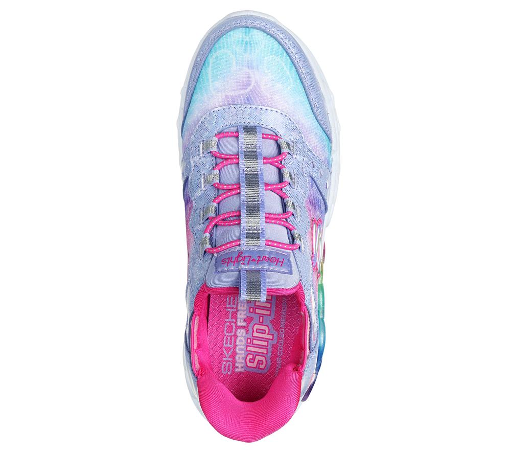 Girls's Skechers Slip-ins: Infinite Heart Lights Light Up Sneakers Lavender / Multicolor  USA |  4568-QKFRN