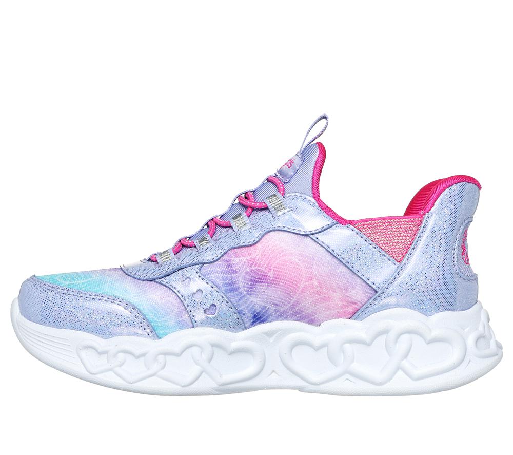 Girls's Skechers Slip-ins: Infinite Heart Lights Light Up Sneakers Lavender / Multicolor  USA |  4568-QKFRN