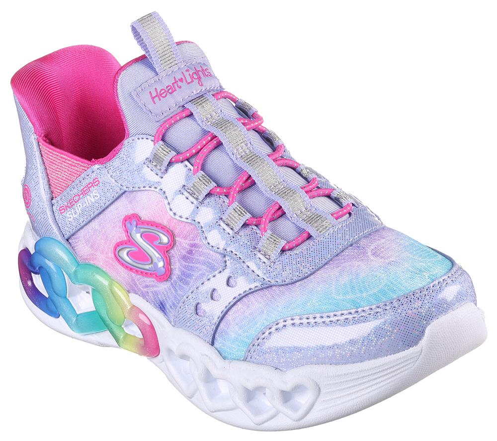 Girls's Skechers Slip-ins: Infinite Heart Lights Light Up Sneakers Lavender / Multicolor  USA |  4568-QKFRN