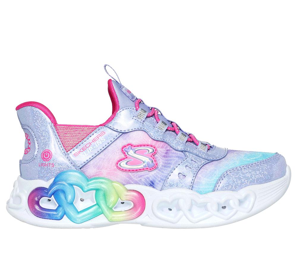 Girls\'s Skechers Slip-ins: Infinite Heart Lights Light Up Sneakers Lavender / Multicolor  USA |  4568-QKFRN