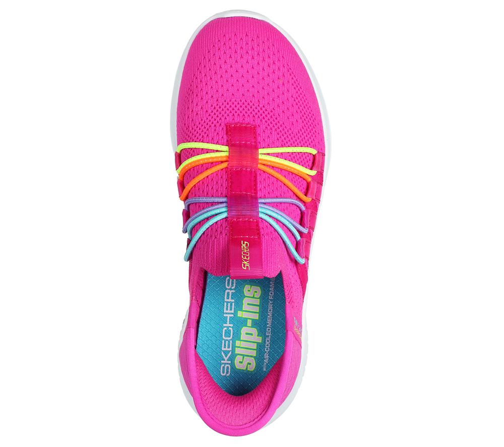 Girls's Skechers Slip-ins: Ultra Flex 3.0 - Bungee Fun Sneakers Hot Pink / Multicolor  USA |  5631-GPVTJ