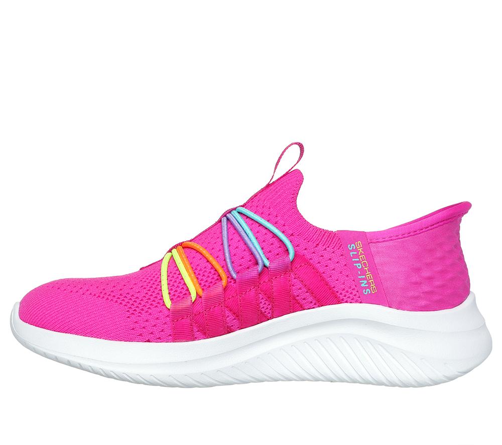 Girls's Skechers Slip-ins: Ultra Flex 3.0 - Bungee Fun Sneakers Hot Pink / Multicolor  USA |  5631-GPVTJ