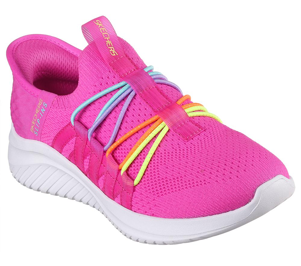 Girls's Skechers Slip-ins: Ultra Flex 3.0 - Bungee Fun Sneakers Hot Pink / Multicolor  USA |  5631-GPVTJ