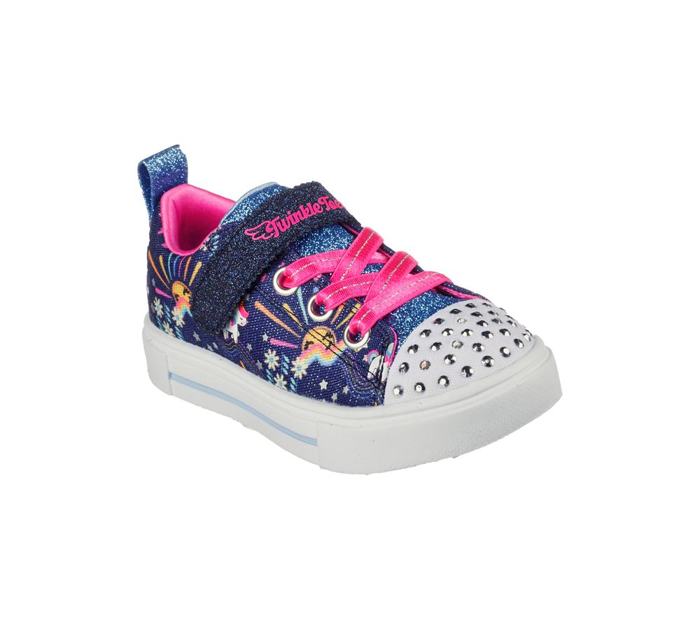 Girls's Skechers Twinkle Sparks - Unicorn Sunshine Light Up Sneakers Navy / Multicolor  USA |  3480-HLMOJ