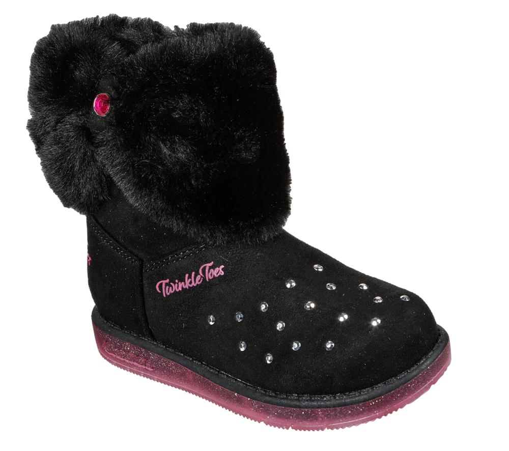 Girls\'s Skechers Twinkle Toes: Glitzy Glam - Cozy Cuddlers Light Up Sneakers Black  USA |  1234-KGXTV