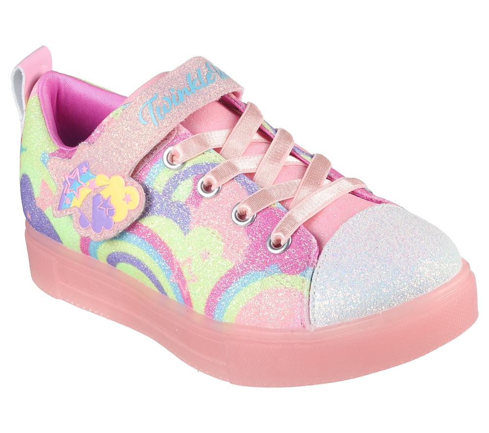 Girls's Skechers Twinkle Toes: Twinkle Sparks Ice 2.0 - Shimmering Light Up Sneakers Coral / Multicolor  USA |  4180-OGVRC
