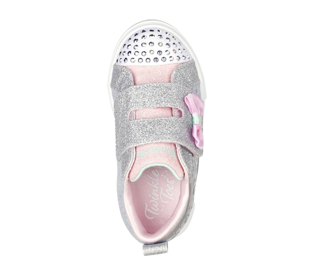 Girls's Skechers Twinkle Toes: Twinkle Sparks - Heather Charmer Light Up Sneakers Grey / Silver  USA |  3209-UGNTC