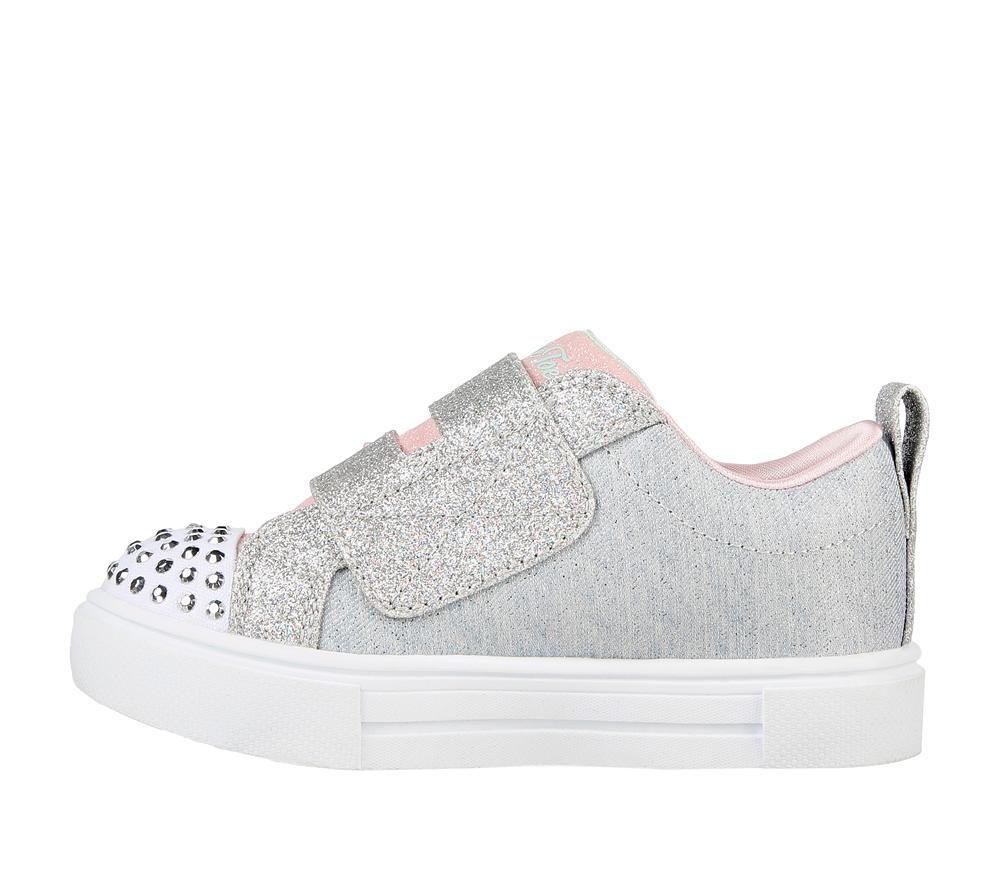 Girls's Skechers Twinkle Toes: Twinkle Sparks - Heather Charmer Light Up Sneakers Grey / Silver  USA |  3209-UGNTC