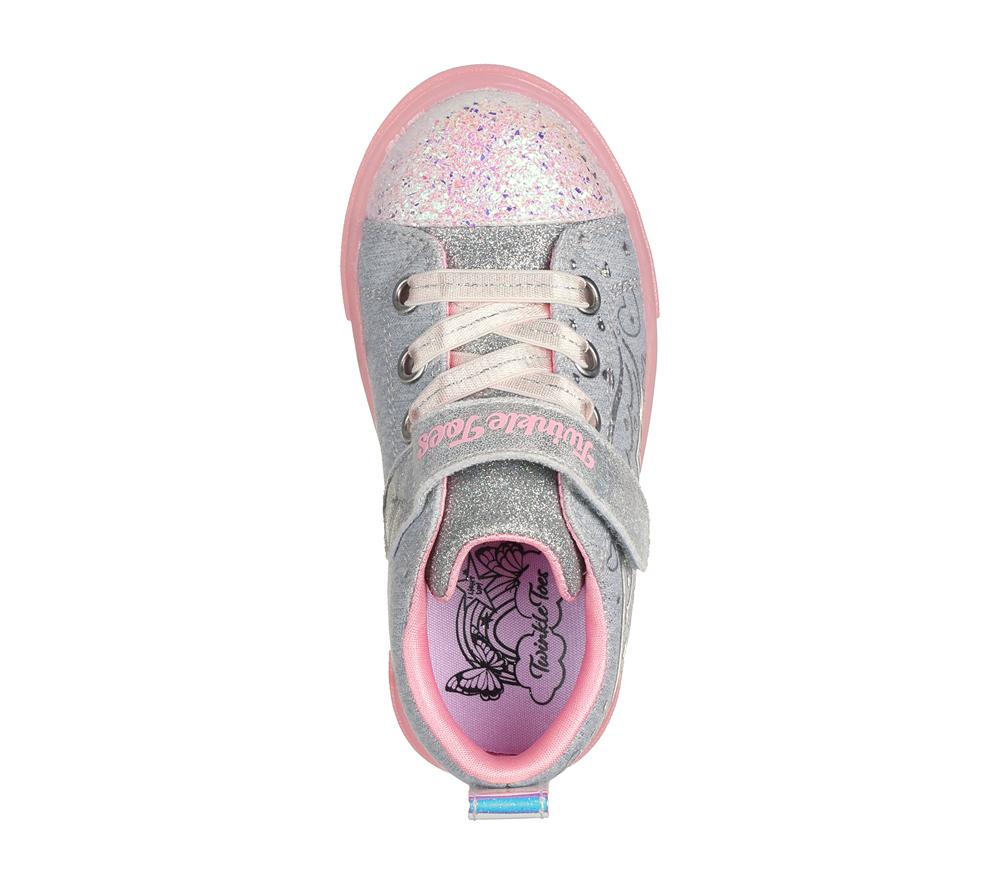Girls's Skechers Twinkle Toes: Twinkle Sparks Ice - Heather Magic Light Up Sneakers Grey / Pink  USA |  1935-DSTVZ