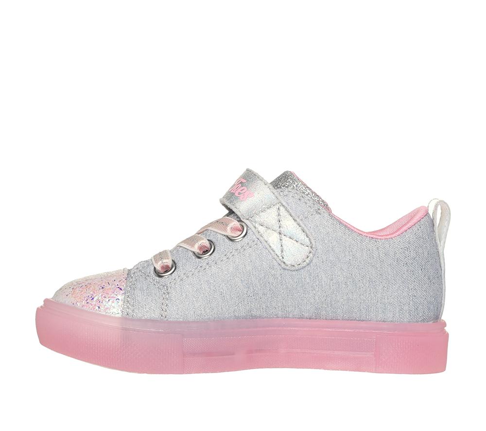 Girls's Skechers Twinkle Toes: Twinkle Sparks Ice - Heather Magic Light Up Sneakers Grey / Pink  USA |  1935-DSTVZ