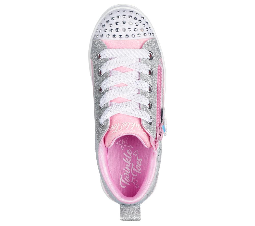 Girls's Skechers Twinkle Toes: Twinkle Sparks - Magical Ombre Light Up Sneakers Pink / Silver  USA |  6295-WHNSY