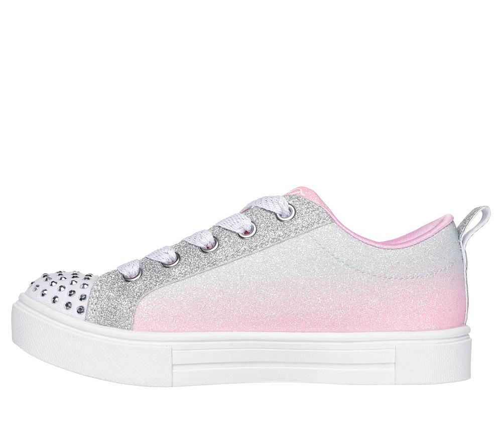 Girls's Skechers Twinkle Toes: Twinkle Sparks - Magical Ombre Light Up Sneakers Pink / Silver  USA |  6295-WHNSY