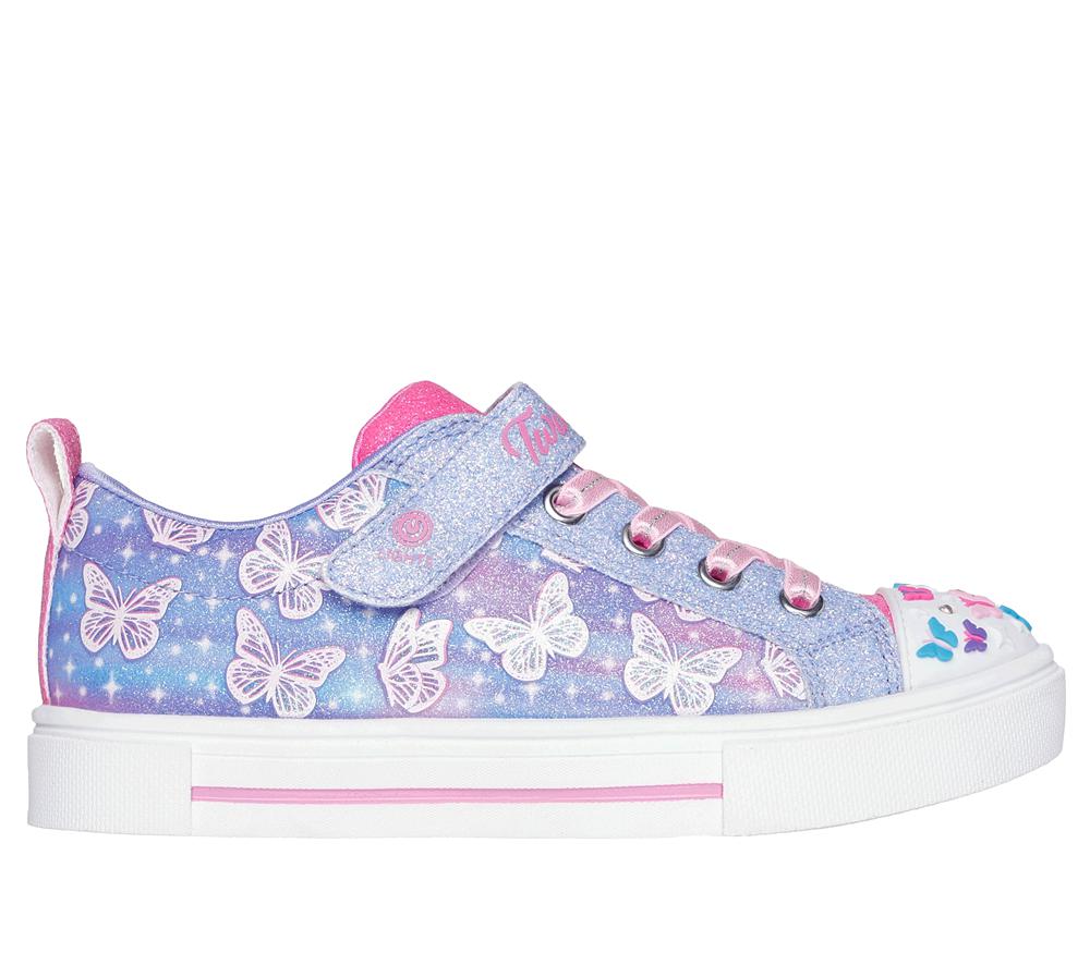 Girls\'s Skechers Twinkle Toes: Twinkle Sparks - Ombre Flutter Light Up Sneakers Lavender / Multicolor  USA |  4259-THQDG
