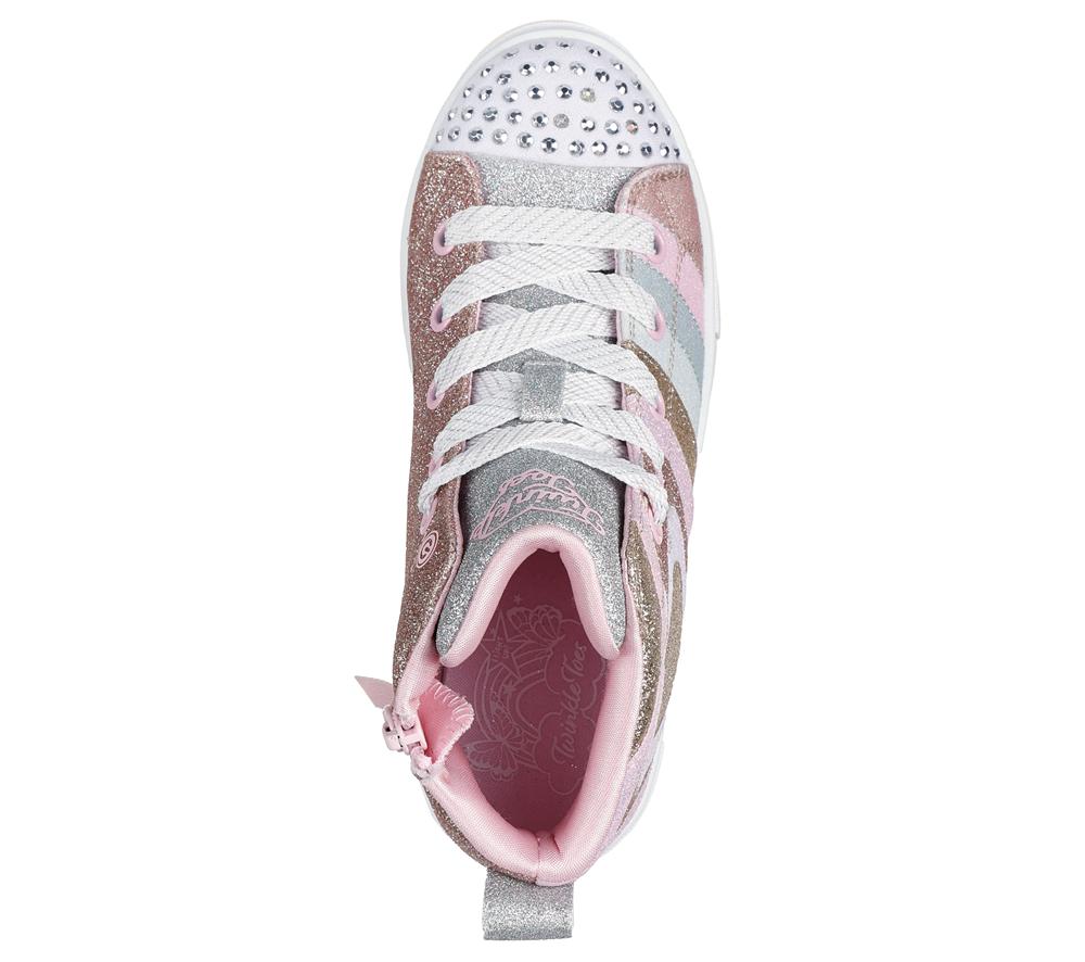 Girls's Skechers Twinkle Toes: Twinkle Sparks - Heart Pop Light Up Sneakers Rosegold  USA |  8513-MHQWC