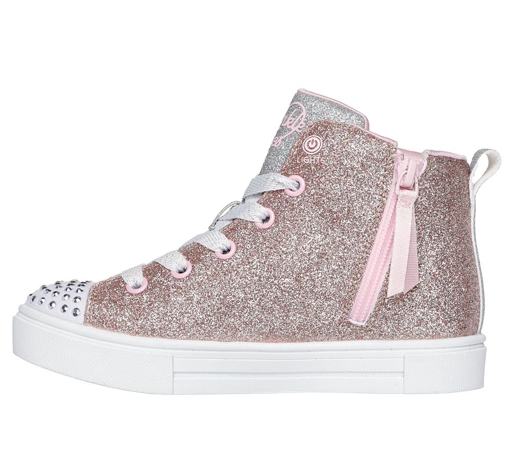 Girls's Skechers Twinkle Toes: Twinkle Sparks - Heart Pop Light Up Sneakers Rosegold  USA |  8513-MHQWC